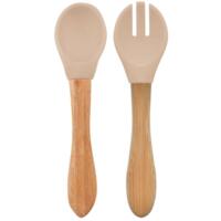 Ложка та виделка силіконові MinikOiOi Dig In - Bubble Beige (101060060)