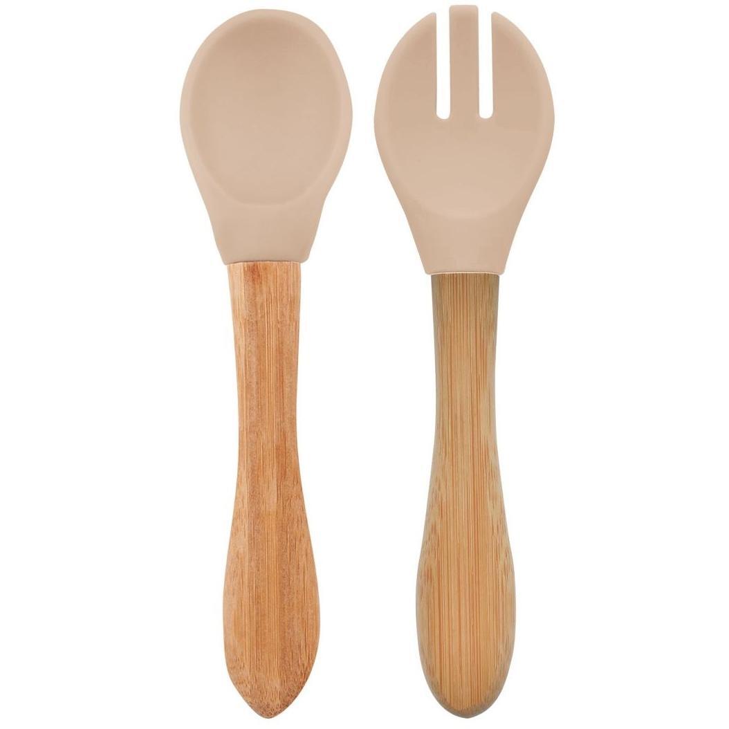 Ложка та виделка силіконові MinikOiOi Dig In - Bubble Beige (101060060)фото1