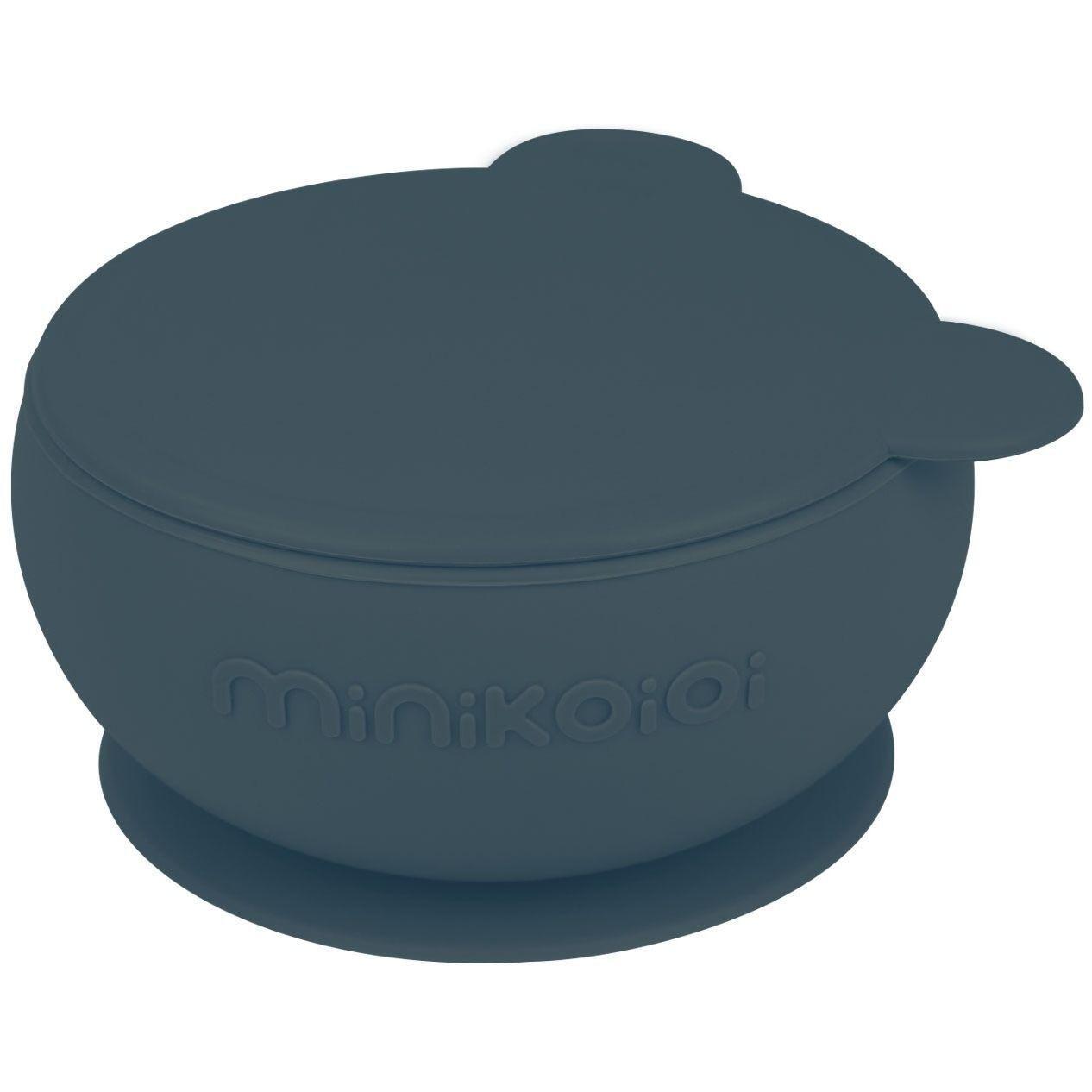 Глубокая тарелка с крышкой на присоске MinikOiOi Bowly - Deep Blue (101080010) фото 1
