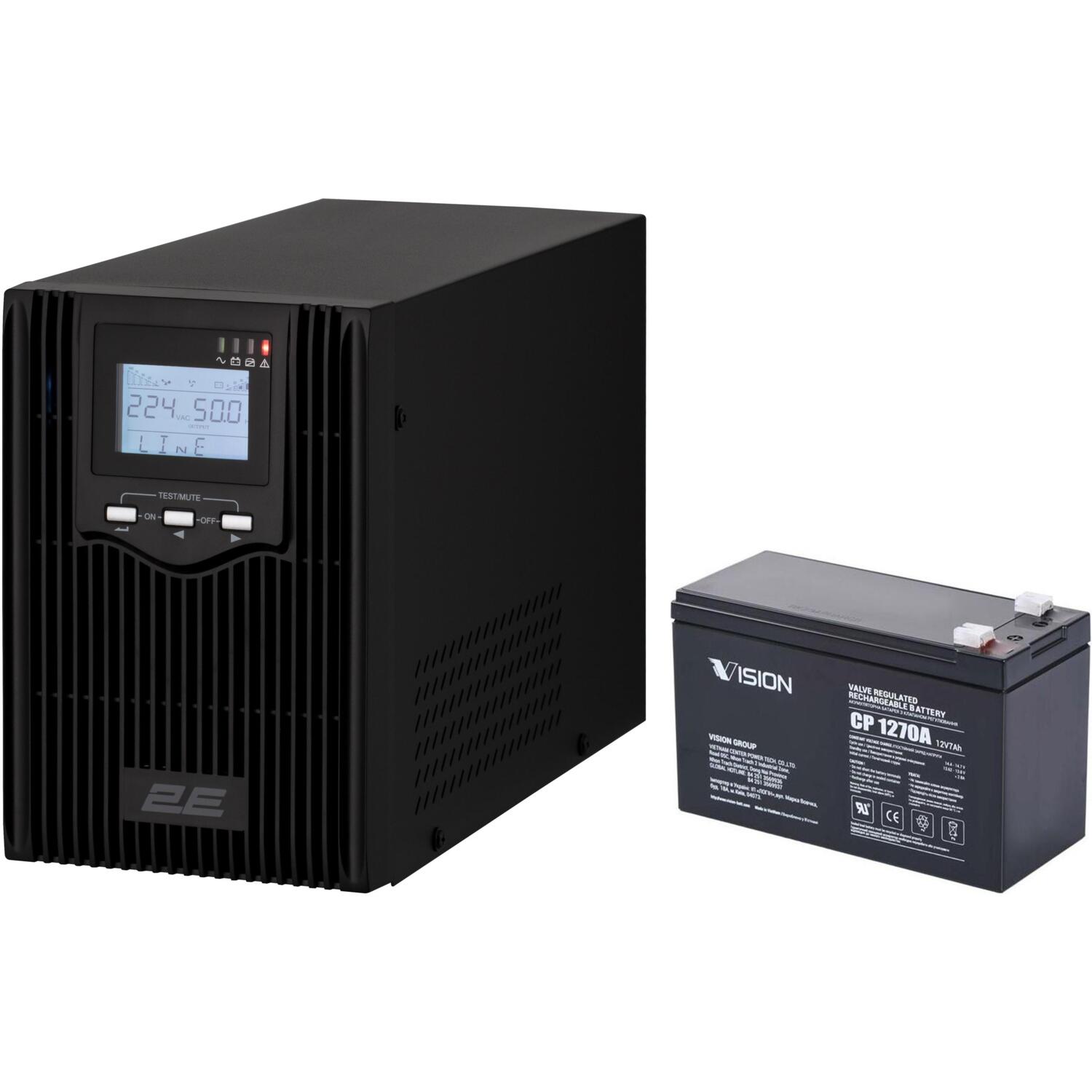 Комплект ДБЖ 2E PS 500L + Акумуляторна батарея Vision CP1270фото