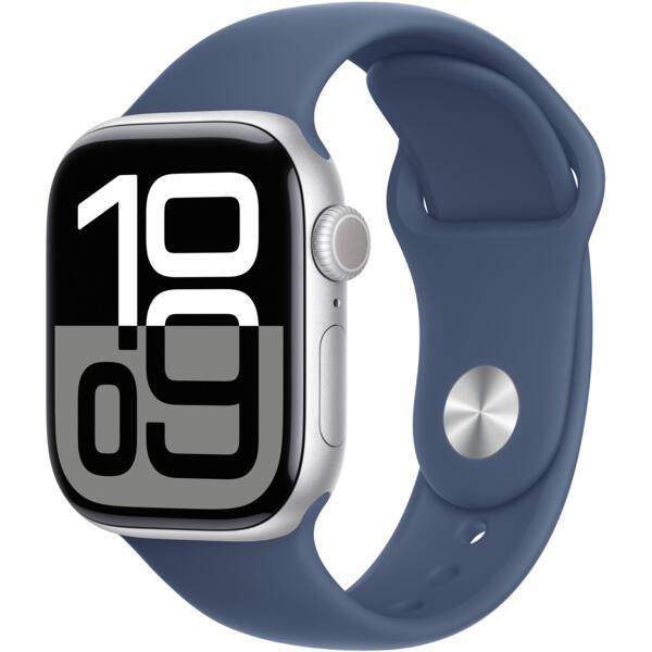 

Смарт-часы Apple Watch Series 10 GPS + Cellular 42mm Silver Aluminium Case with Denim Sport Band - S/M