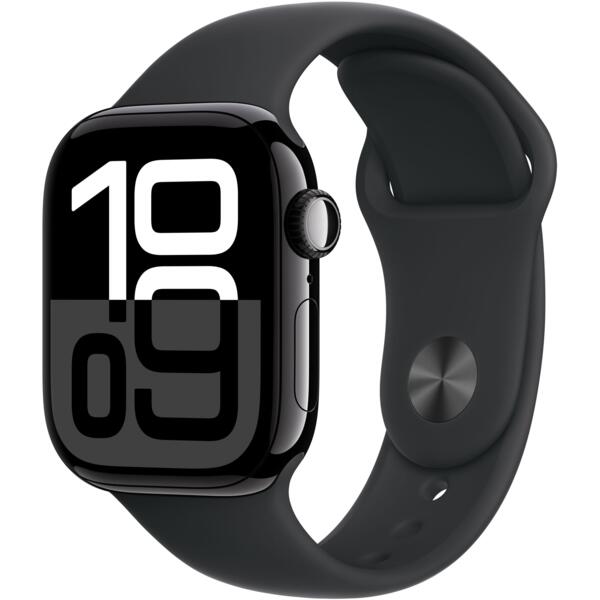 Смарт-часы Apple Watch Series 10 GPS + Cellular 42mm Jet Black Aluminium Case with Black Sport Band - M/L