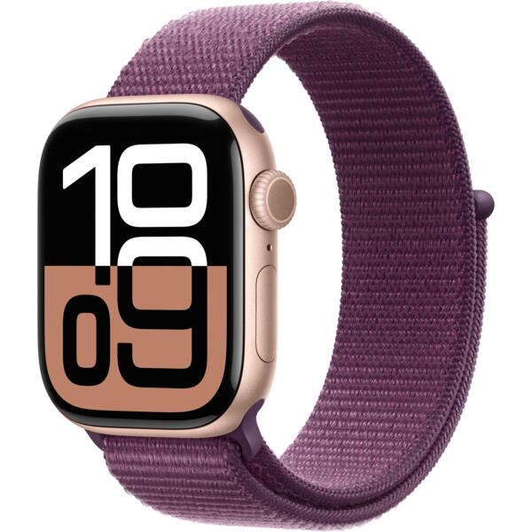 Смарт-часы Apple Watch Series 10 GPS + Cellular 42mm Rose Gold Aluminium Case with Plum Sport Loop