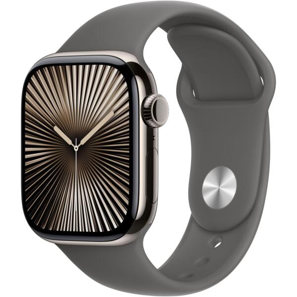 Смарт-часы Apple Watch Series 10 GPS + Cellular 42mm Natural Titanium Case with Stone Grey Sport Band - M/L