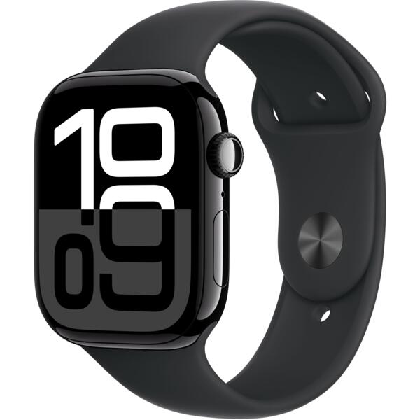 Смарт-часы Apple Watch Series 10 GPS + Cellular 46mm Jet Black Aluminium Case with Black Sport Band - S/M