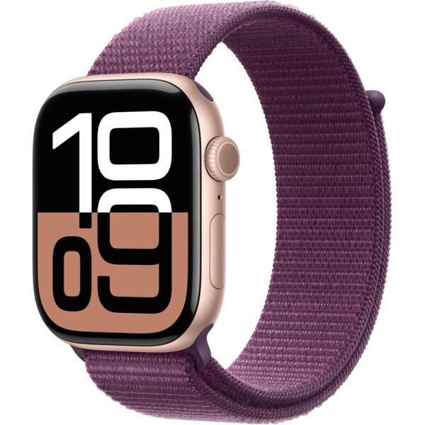 Смарт-часы Apple Watch Series 10 GPS + Cellular 46mm Rose Gold Aluminium Case with Plum Sport Loop