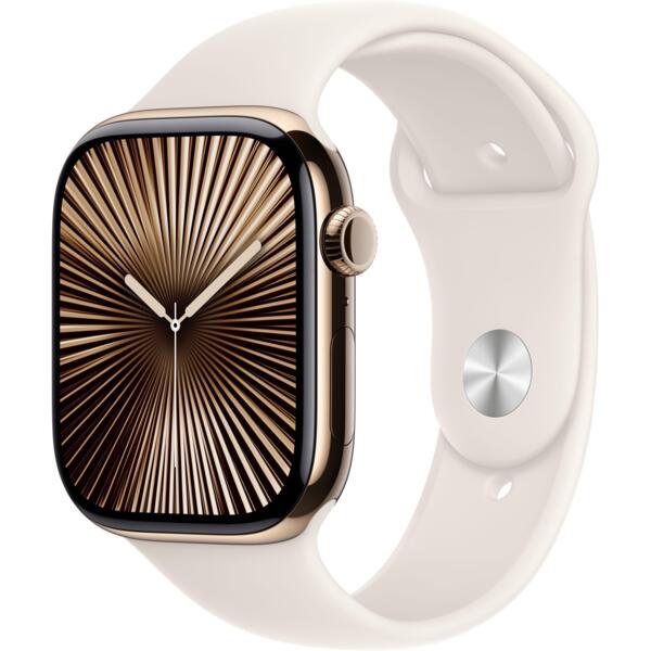 Смарт-часы Apple Watch Series 10 GPS + Cellular 46mm Gold Titanium Case with Starlight Sport Band - S/M