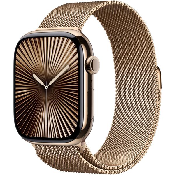 Смарт-часы Apple Watch Series 10 GPS + Cellular 46mm Gold Titanium Case with Gold Milanese Loop - S/M