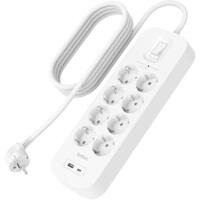 Мережевий фільтр Belkin 8хТип F, 3x1.5мм кв, 16А, USB-A/USB-C 18Вт, 2м (SRB003vf2M-V2)