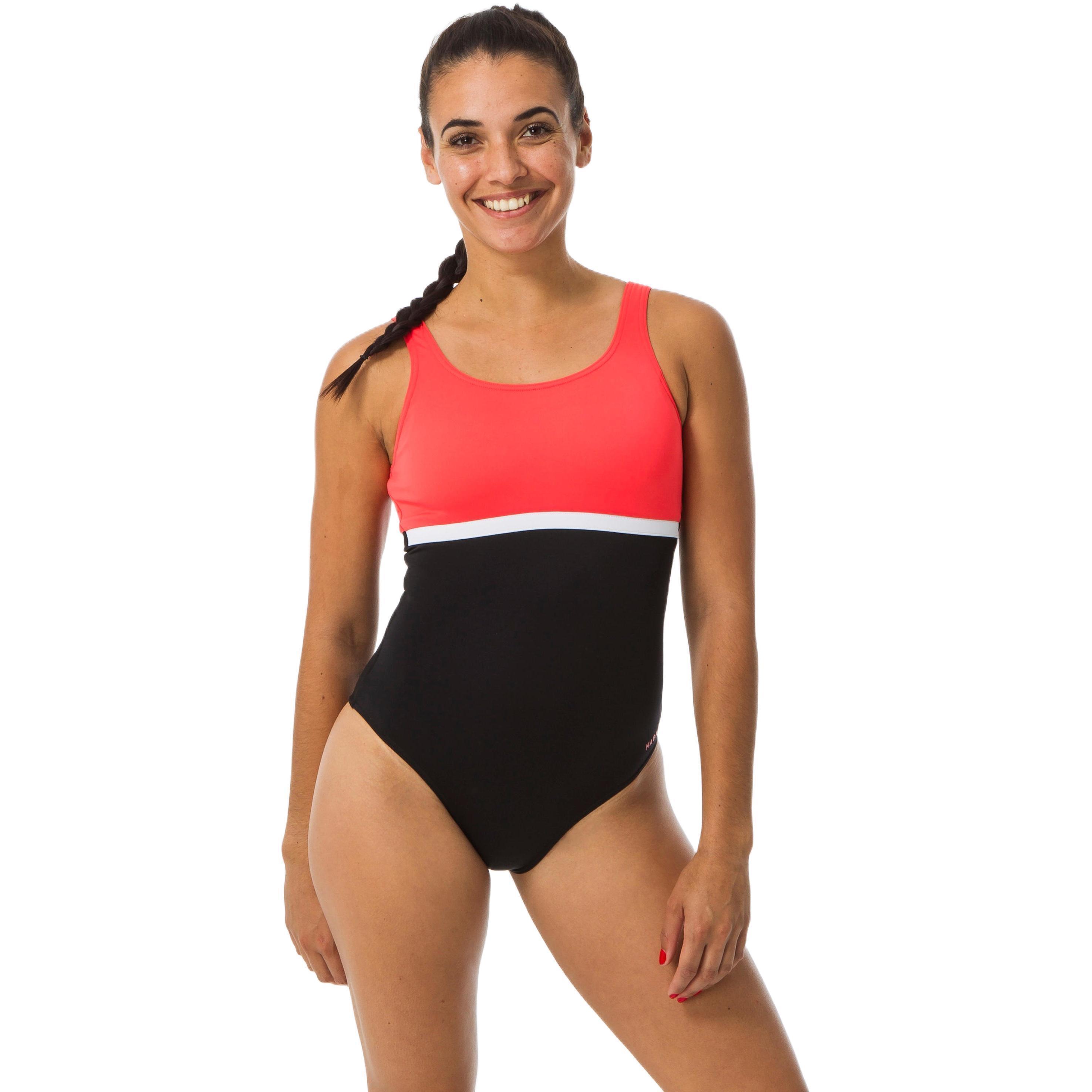 Купальник суцільний Nabaiji Heva Li 8547548 46 чорно-кораловийфото1