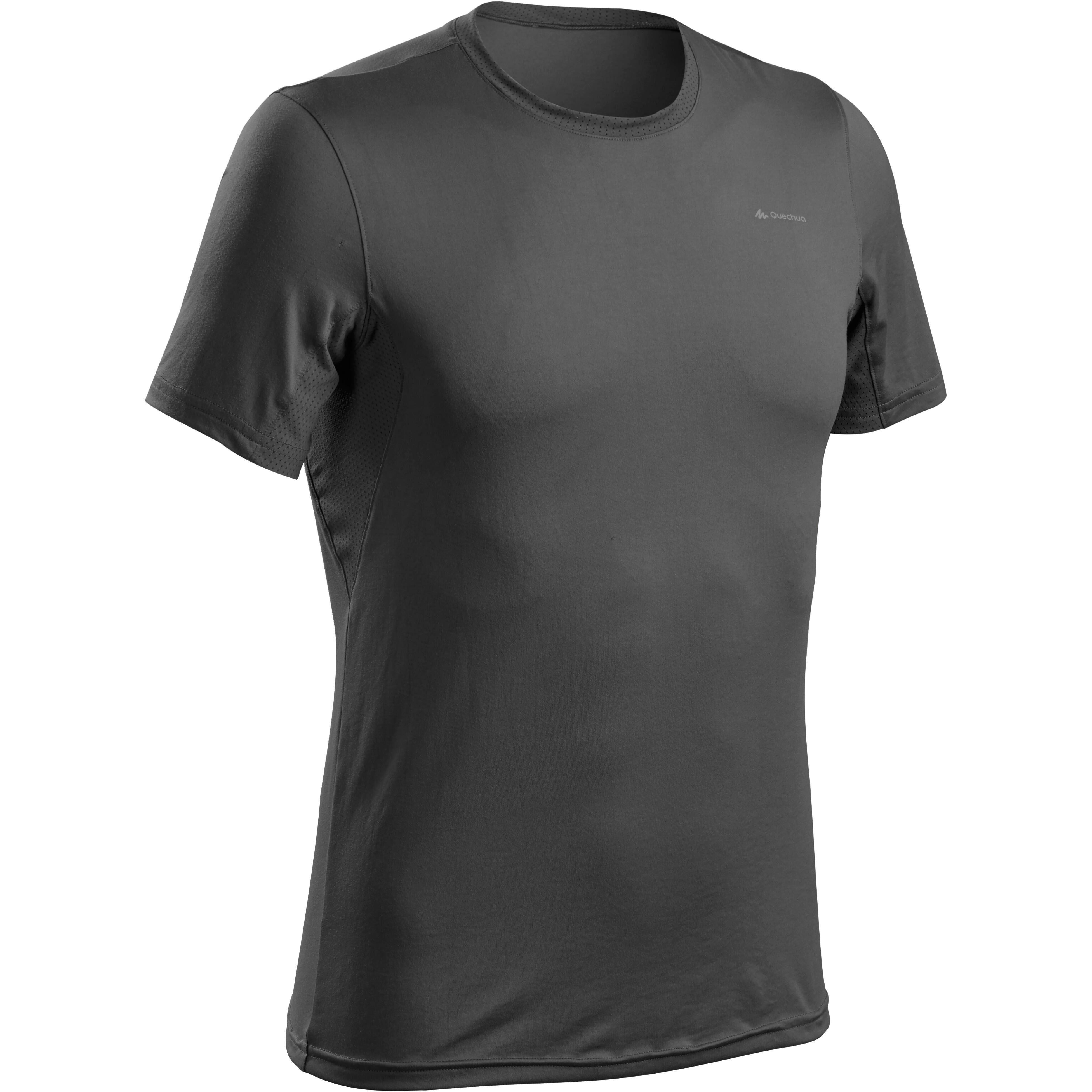 Футболка чоловіча для туризму Quechua MH100 8316244 2XL темно-сірафото1