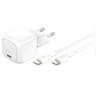 Мережевий зарядний пристрій Belkin 30Вт USB-С PD PPS, кабель USB-С > USB-C, 1м, White (WCA008KQ1MWH-B6)