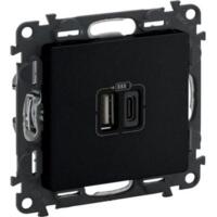 Розетка Legrand Valena LIFE з USB-портами тип А+типС , матовий чорний (756306)