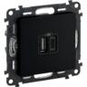 Розетка Legrand Valena LIFE з USB-портами тип А+типС , матовий чорний (756306)