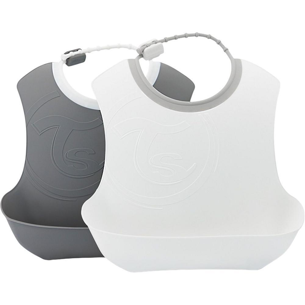 Комплект нагрудників Twistshake Pastel Grey/ White (2шт) 4+ міс (78597)фото1