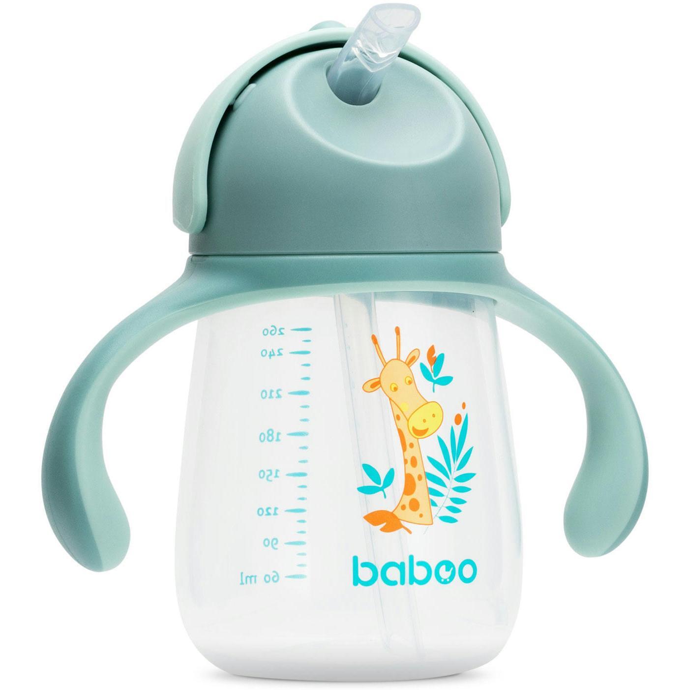 Чашка непроливайка BABOO с силиконовой соломинкой, 260мл, Safari, зеленая, 9+ мес (8-122) фото 1