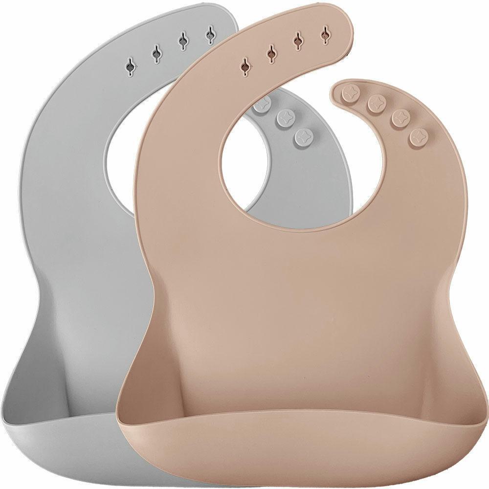 Нагрудник силіконовий 100% MinikOiOi BASICS Bubble Beige / Powd, 2шт (101020066)фото1