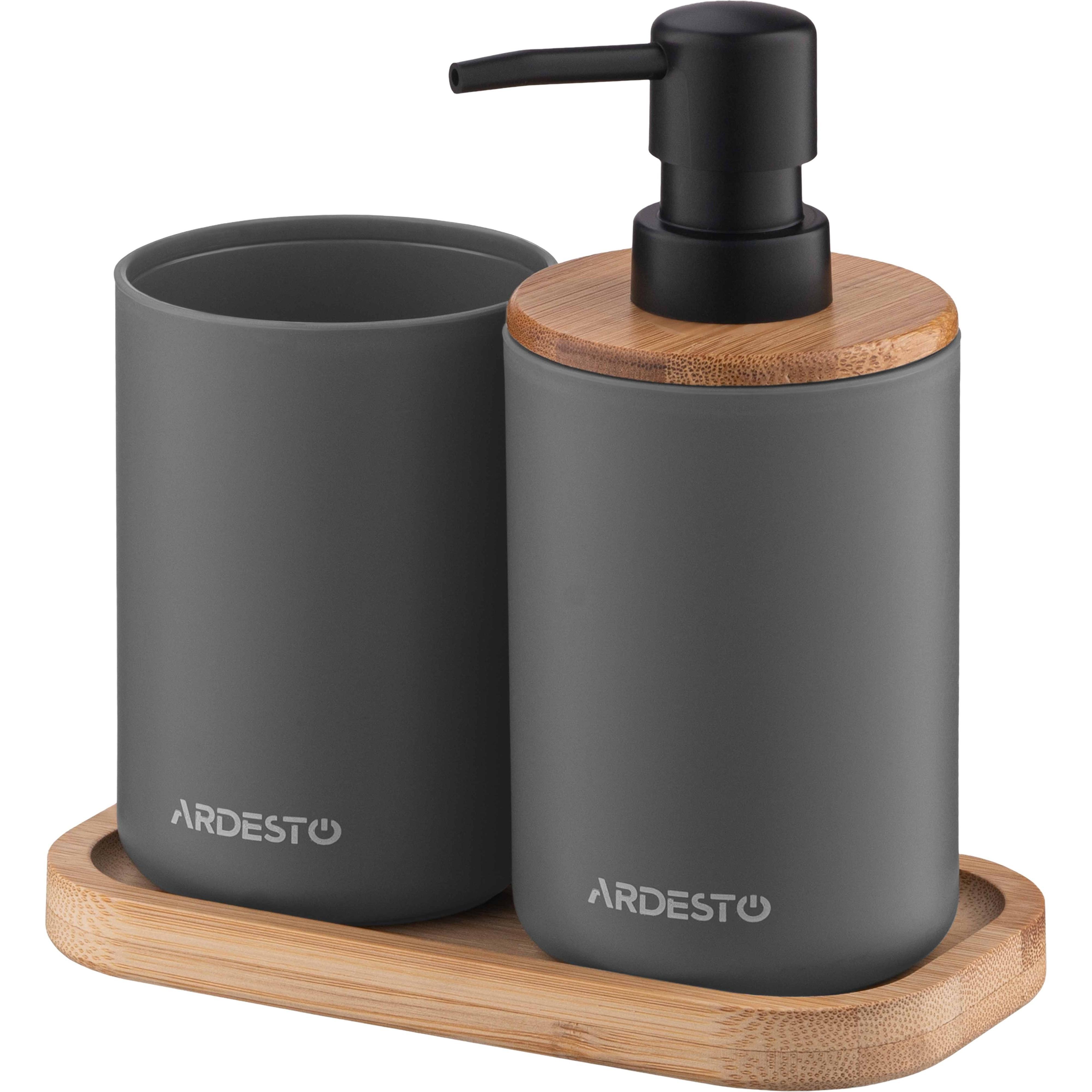 Набір для ванної кімнати ARDESTO Minimalism 360мл, 3 предмети, сірий темний (ARHB3110GB)фото1