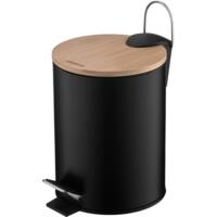 Ведро для мусора Ardesto Minimalism с педалью, 3л, металл, пластик, бамбук, черный (ARHB3601BB)