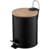 Відро для сміття Ardesto Minimalism з педаллю, 3л, метал, пластик, бамбук, чорний (ARHB3601BB)