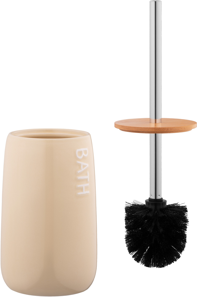 Набір щітка для унітазу з підставкою ARDESTO Prestigio 12.2x35.2см, доломіт, бежевий (ARHB3503EB)фото1