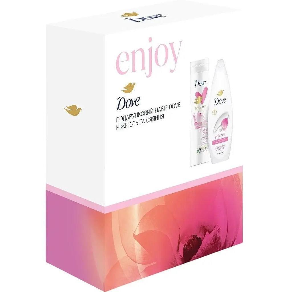 Набір подарунковий Dove Ніжність та сяяння Гель для душу Ніжність півонії 250 мл + Лосьйон для тіла 250 млфото