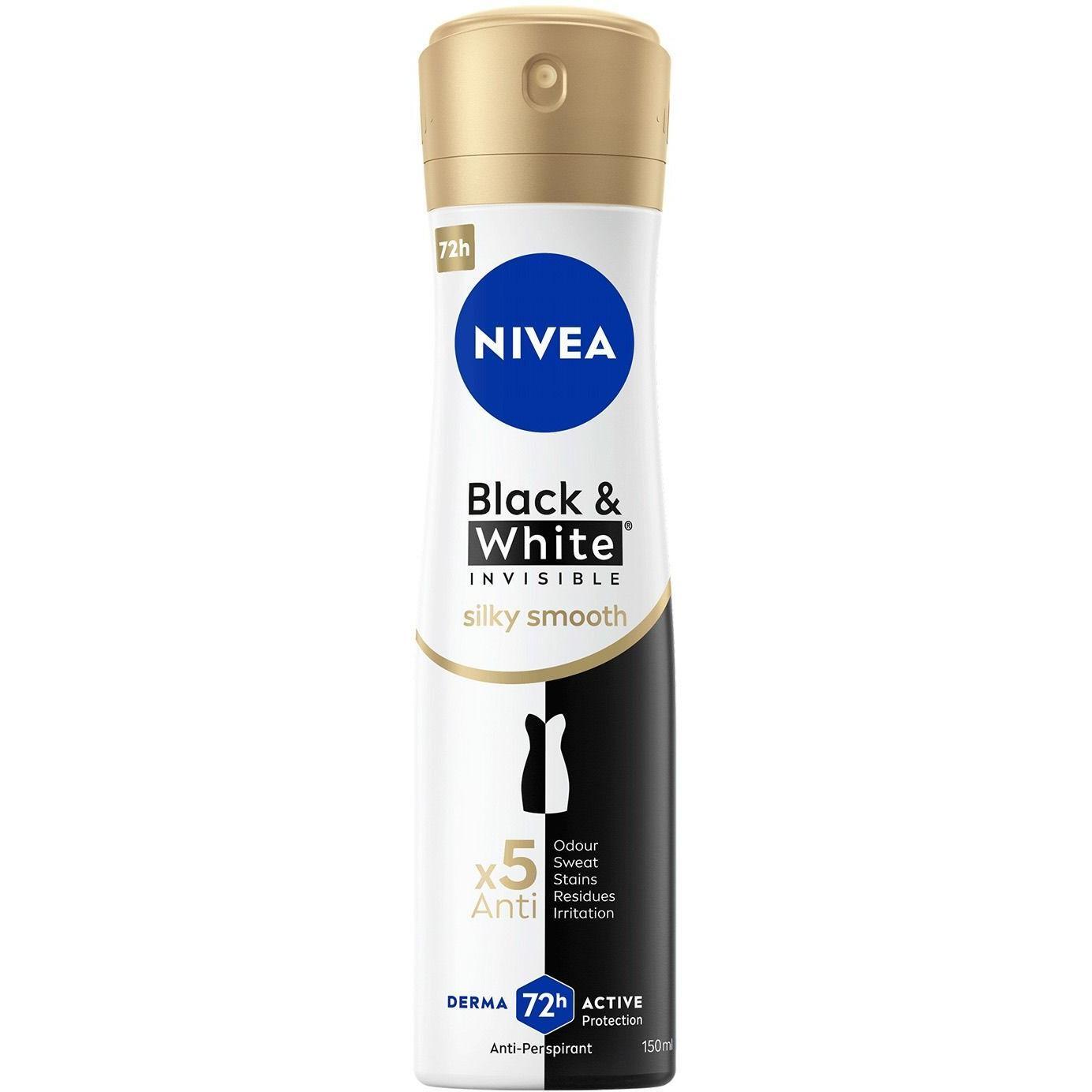 Антиперспирант Nivea черный и белый невидимый гладкий шелк спрей 150 мл фото 1