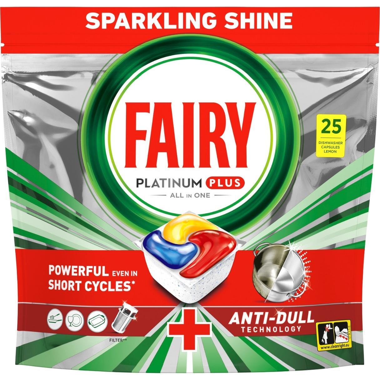 Капсули для посудомийних машин Fairy Platinum Plus Все-в-1 25 штфото