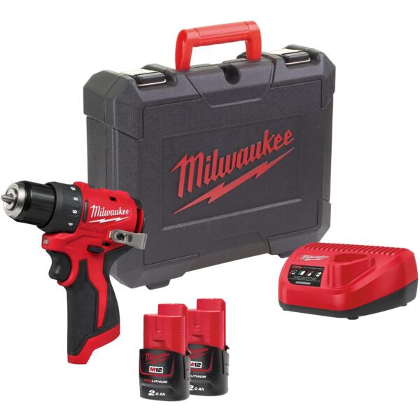 

Шуруповерт-дрель аккумуляторная Milwaukee M12 BLDDRC-202C 12В 2х2Ач (4933499686)