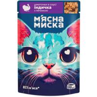 Влажный корм для котов Мясная Миска с индейкой и печенью 100 г