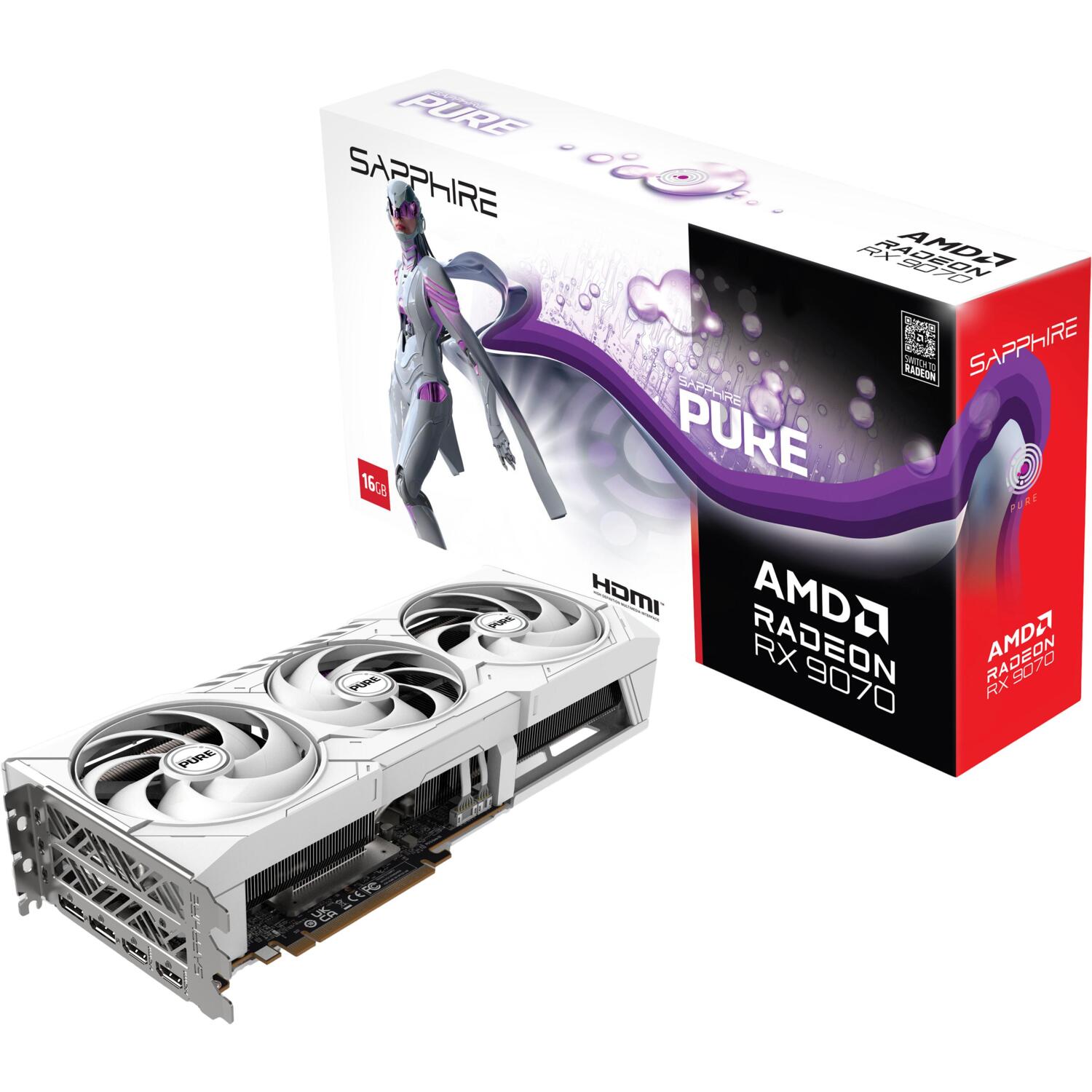 Відеокарта SAPPHIRE Radeon RX 9070 16GB GDDR6 PURE GAMING OC (11349-02-20G)фото