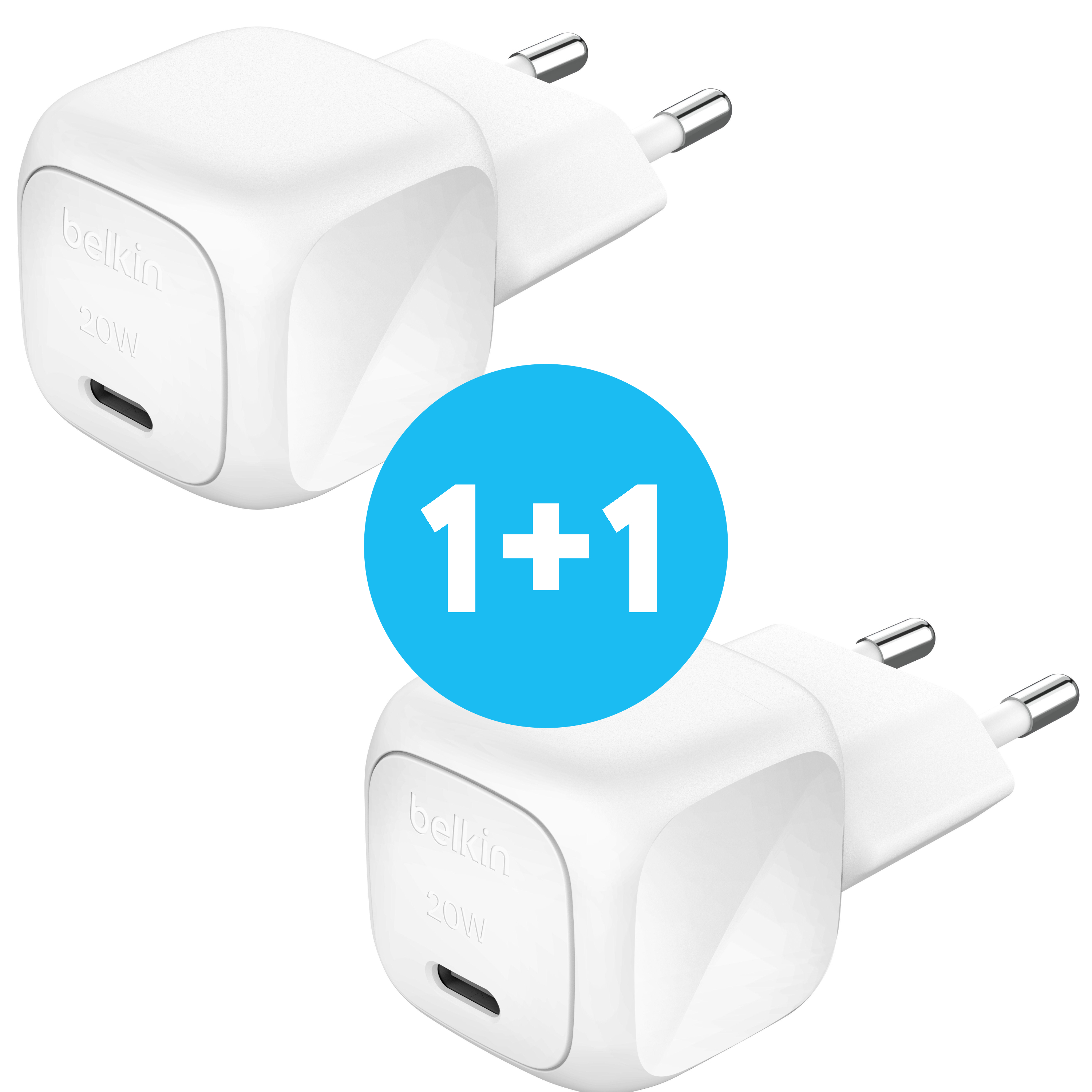 Сетевое зарядное устройство Belkin 20Вт USB-C PD PPS, White (WCA009KQWH) фото 1