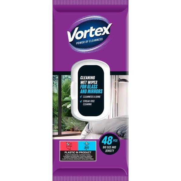 

Салфетки влажные для уборки Vortex для стекла 48 шт