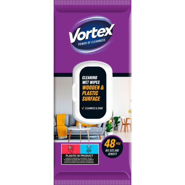 

Салфетки хозяйственные влажные Vortex для мебели с клапаном 48 шт