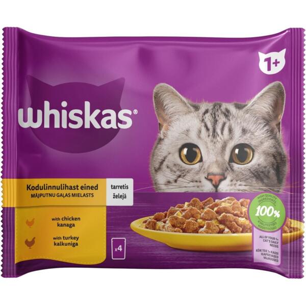 

Влажный корм для котов Whiskas курица, индейка в желе 4х85 г