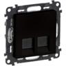 Розетка Legrand Valena Life, подвійна RJ45 кат. 5e UTP, з накладками, матовий чорний (756361)