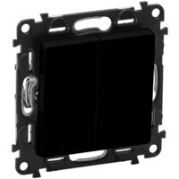 Выключатель Legrand Valena Life, 2-х клавишный, 10AX, 250V, матовый черный (756305)