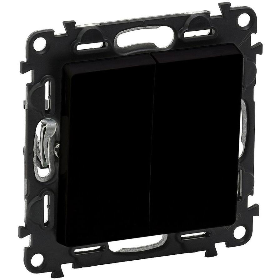 Выключатель Legrand Valena Life, 2-х клавишный, 10AX, 250V, матовый черный (756305) фото 1