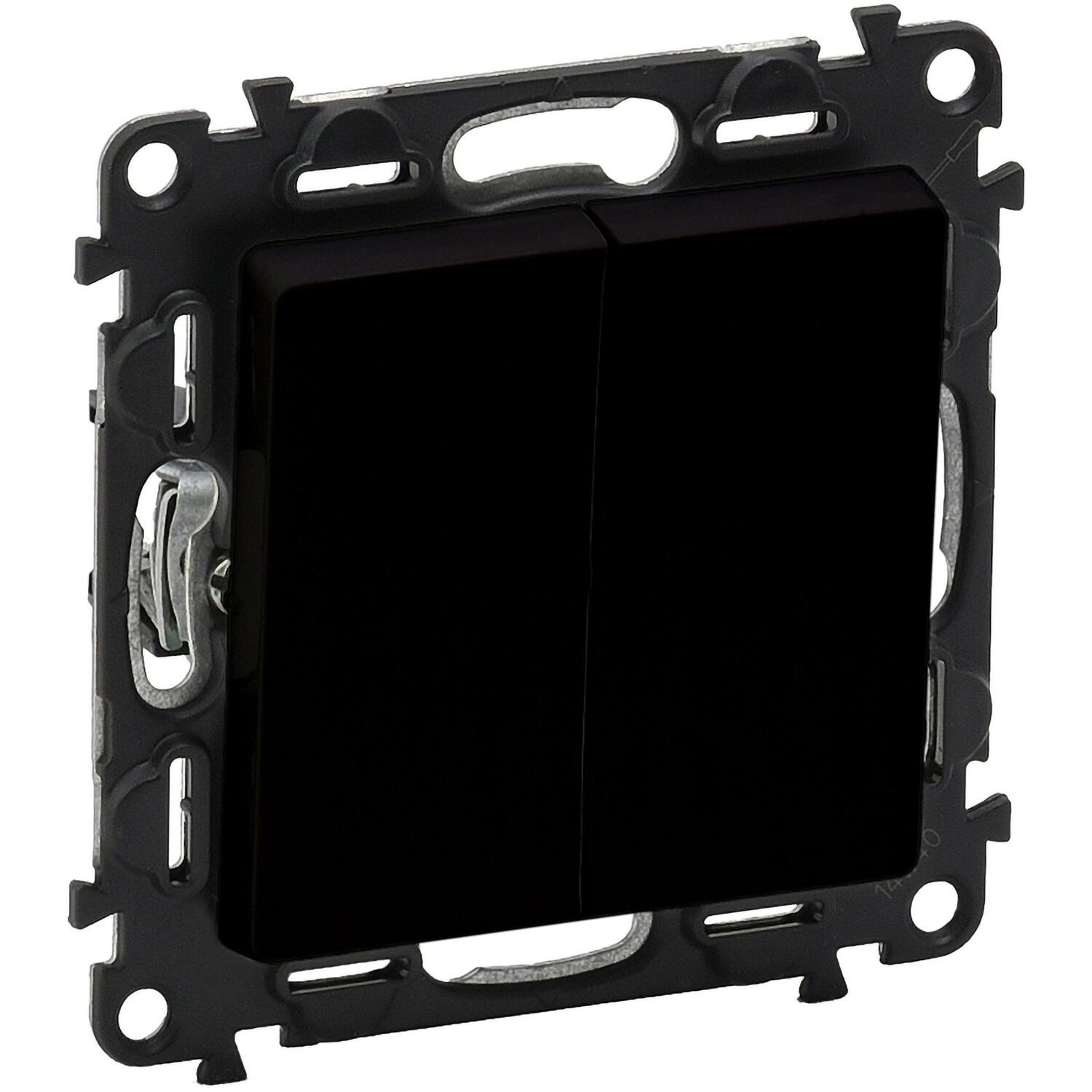 Переключатель Legrand Valena Life, 2-х клавишный, 10AX, 250V, матовый черный (756308) фото 