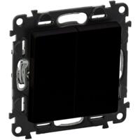 Переключатель Legrand Valena Life, 2-х клавишный, 10AX, 250V, матовый черный (756308)