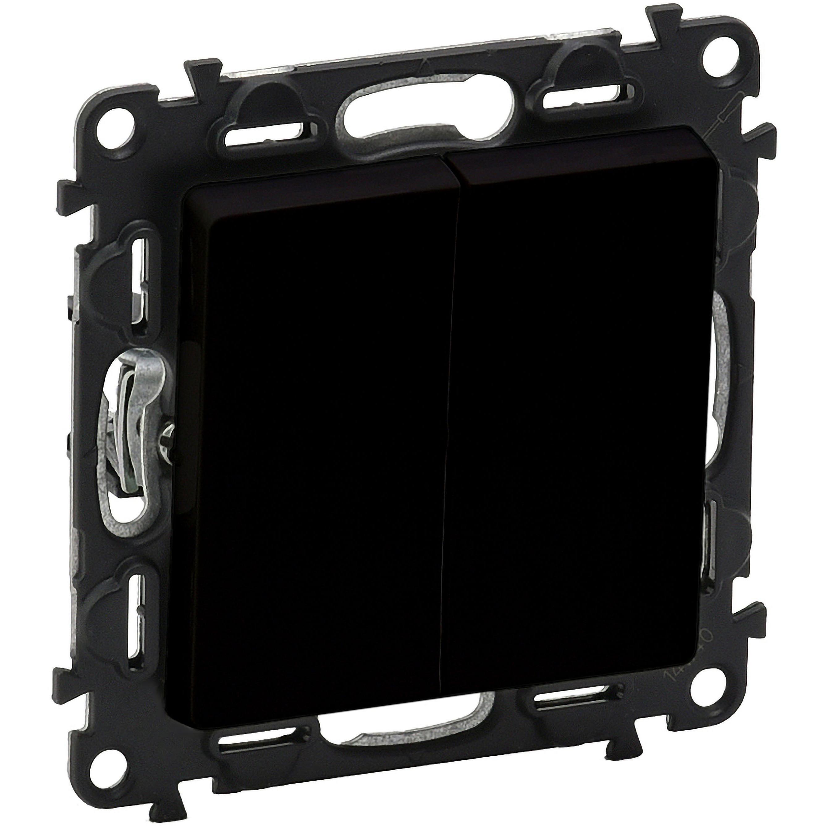 Переключатель Legrand Valena Life, 2-х клавишный, 10AX, 250V, матовый черный (756308) фото 1