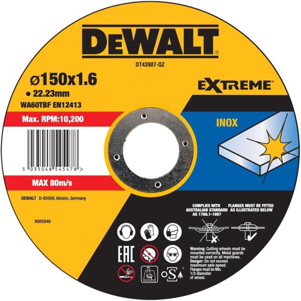 

Диск отрезной по металлу DeWalt Extreme 150х1.6х22.23мм (DT43907)