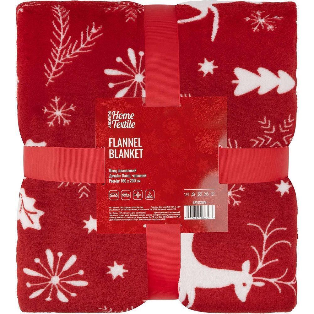Плед ARDESTO Christmas Flannel 160х200см, 100% полиэстер, оленей, красный (ART0126PB) фото 1