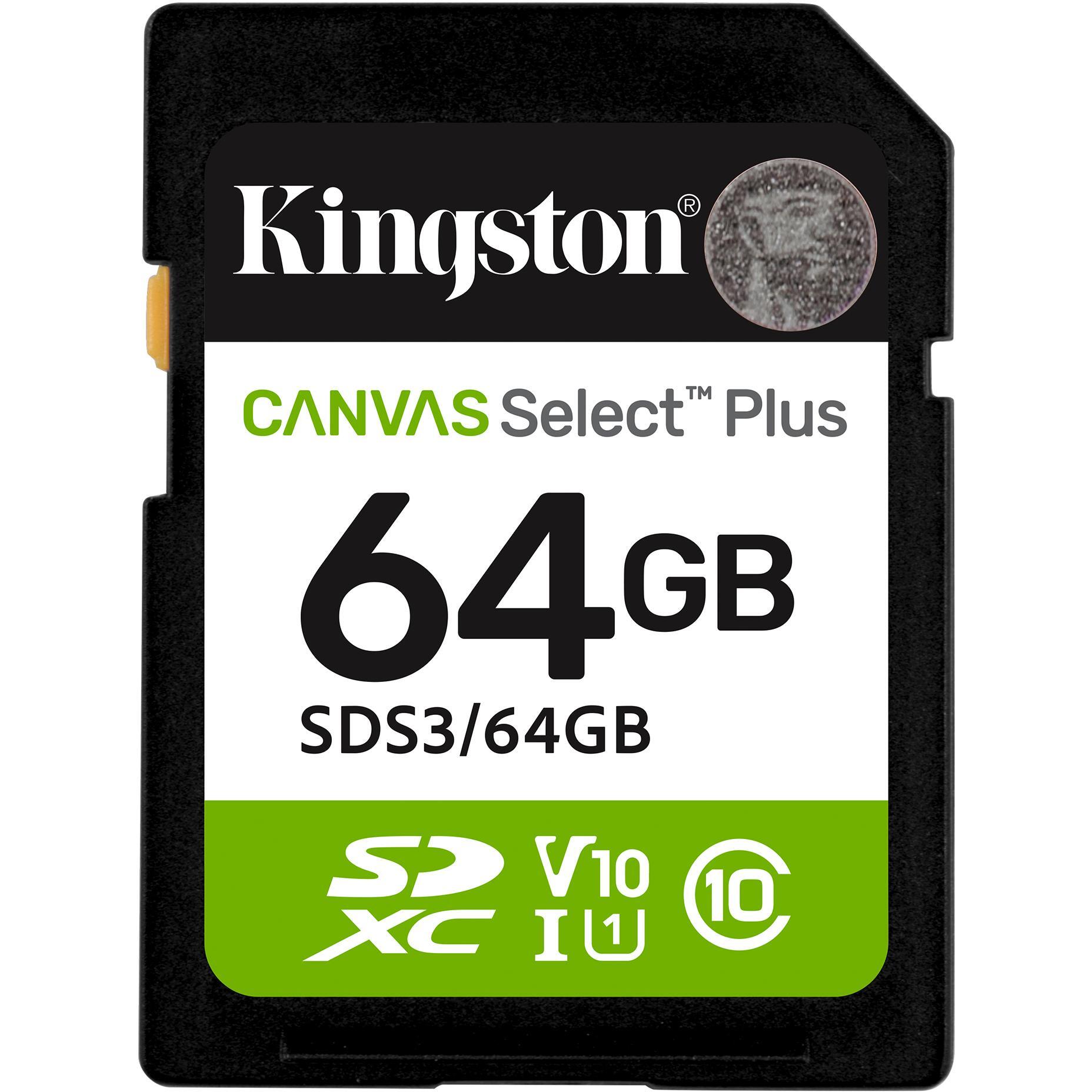 Карта пам'яті Kingston SD 64GB C10 UHS-I V10 R100MB/s (SDS3/64GB)фото1