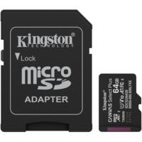 Карта памяти Kingston microSD 64GB C10 UHS-I A1 V10 R100MB/s + SD (SDCS3/64GB)