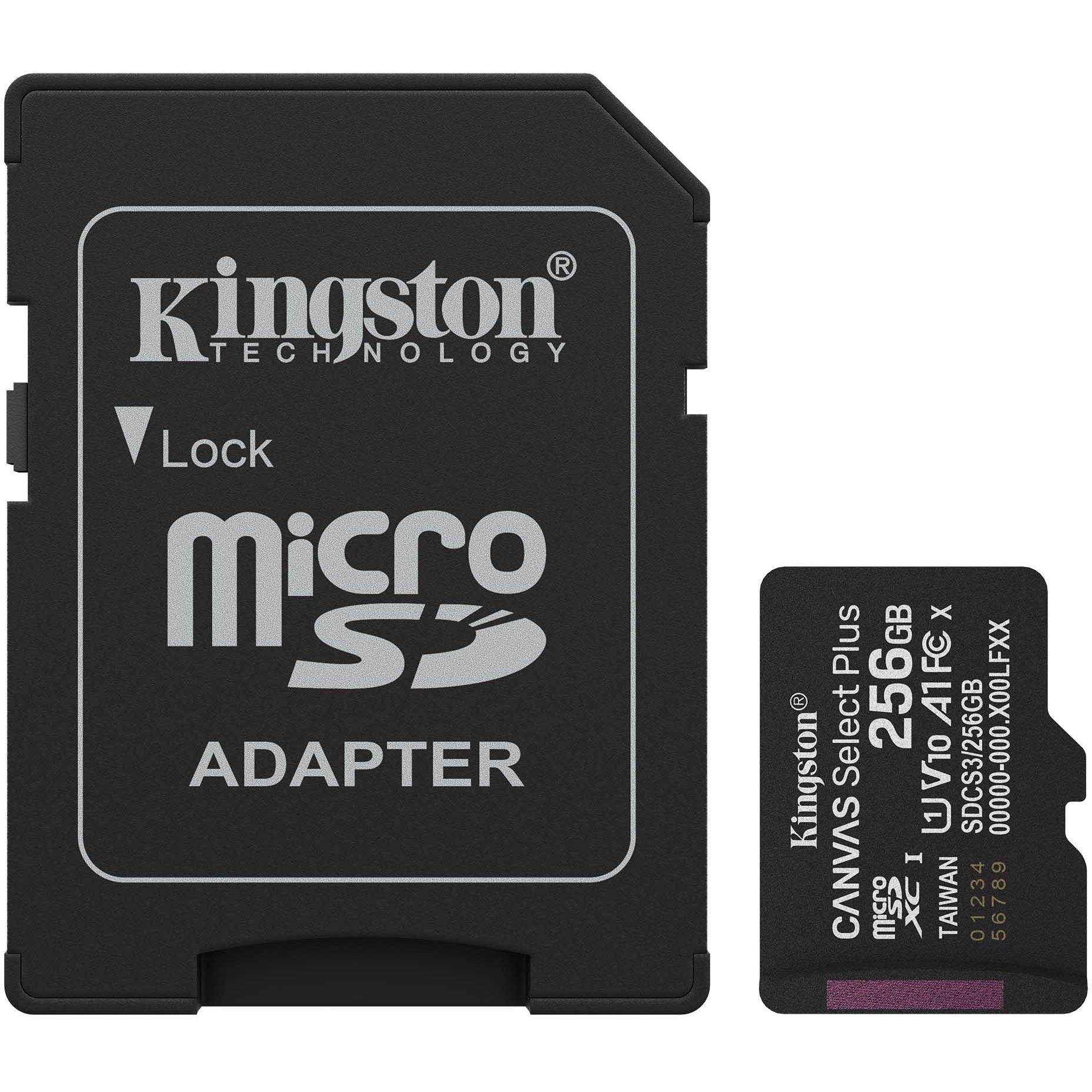 Карта пам'яті Kingston microSD 256GB C10 UHS-I A1 V10 R150MB/s + SD (SDCS3/256GB)фото1