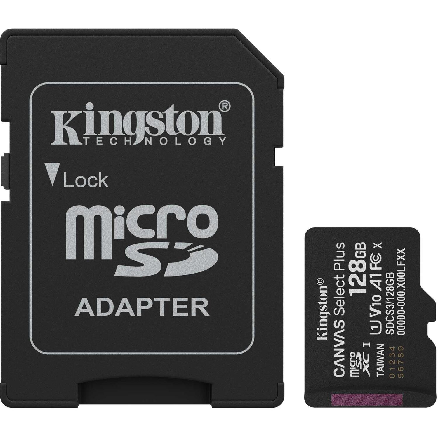 Карта пам'яті Kingston microSD 128GB C10 UHS-I A1 V10 R150MB/s + SD (SDCS3/128GB)фото