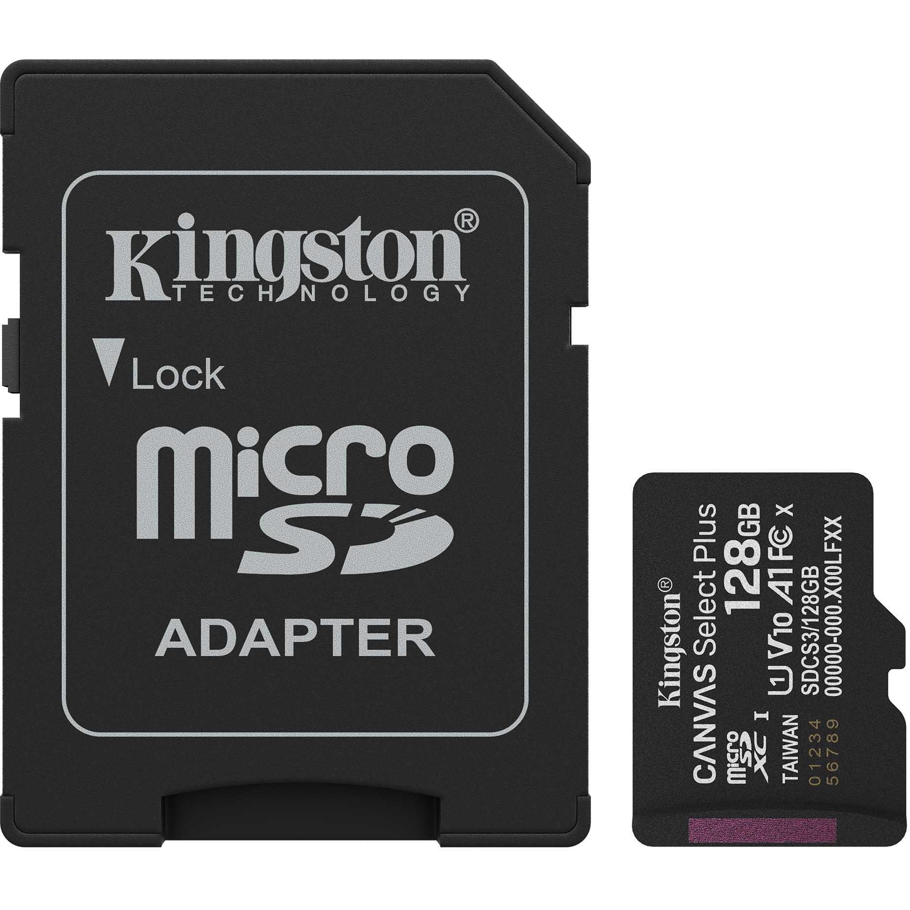 Карта пам'яті Kingston microSD 128GB C10 UHS-I A1 V10 R150MB/s + SD (SDCS3/128GB)фото1