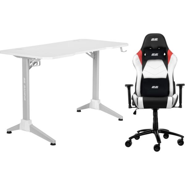 Комплект Кресло 2E Gaming BUSHIDO II White/Black (2E-GC-BUS-WT) + Стол 2E Gaming OTOROSHI White-Gray (2E-GT-OTO-WTGR)