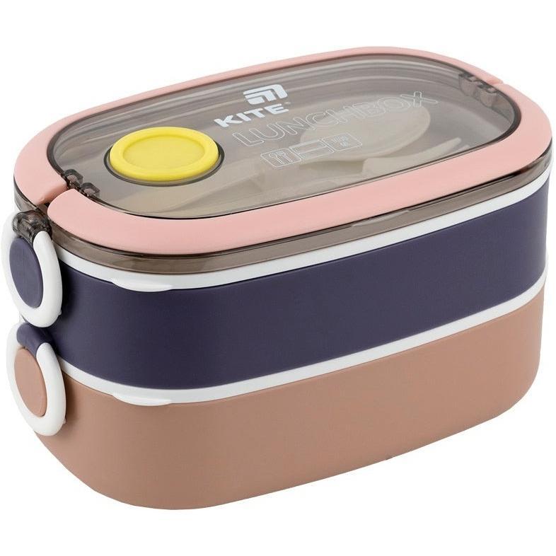 Ланчбокс Kite двойной с наполнением 1600 мл, бежевый (k25-1181-1) фото 1